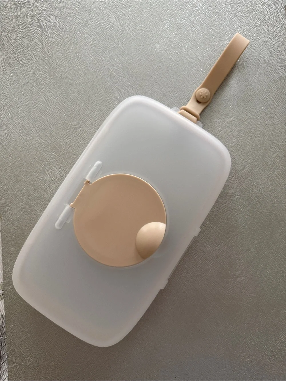 Beige & White Portable Wipes Dispenser with Strap - Unbranded